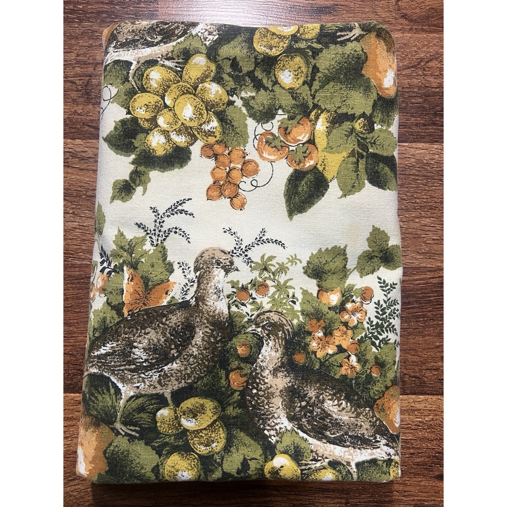 Mid-Century Fabric Tablecloth Classic Harvest Print W/Game Birds 88in X 48in**
